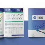 A brochure labeled "Fibre Optic Patch Leads" with an inside spread detailing fiber connection types and technical specifications, set against a blue and white background, featuring the JCS branding prominently.