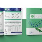 Two-page spread showcasing a technical brochure for "Fibre Optic Pigtails" by JCS Technologies. The JCS-branded cover is on the right, featuring a sleek green and blue design, while detailed technical information is displayed on the left.