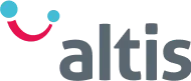 A blue and pink logo with the word atls on it.