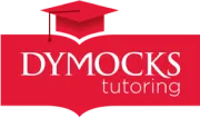 Dymocks tutoring logo on a red background.