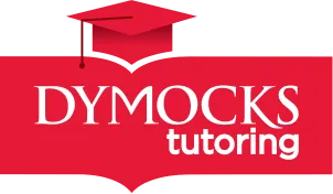 A red and black logo with white text.