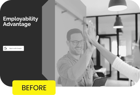 An employee gives a high five with the text employment advantage.