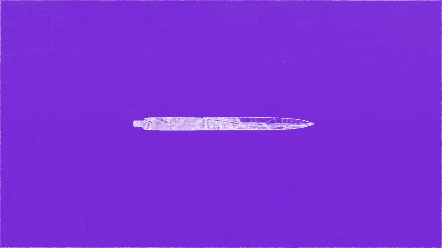 How-to-write-a-capability-statement A silver mechanical pencil is oriented horizontally against a solid purple background.