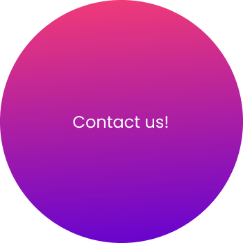 A circular gradient background with the text "Contact us!" in the center. The gradient fades from pink at the top to purple at the bottom.