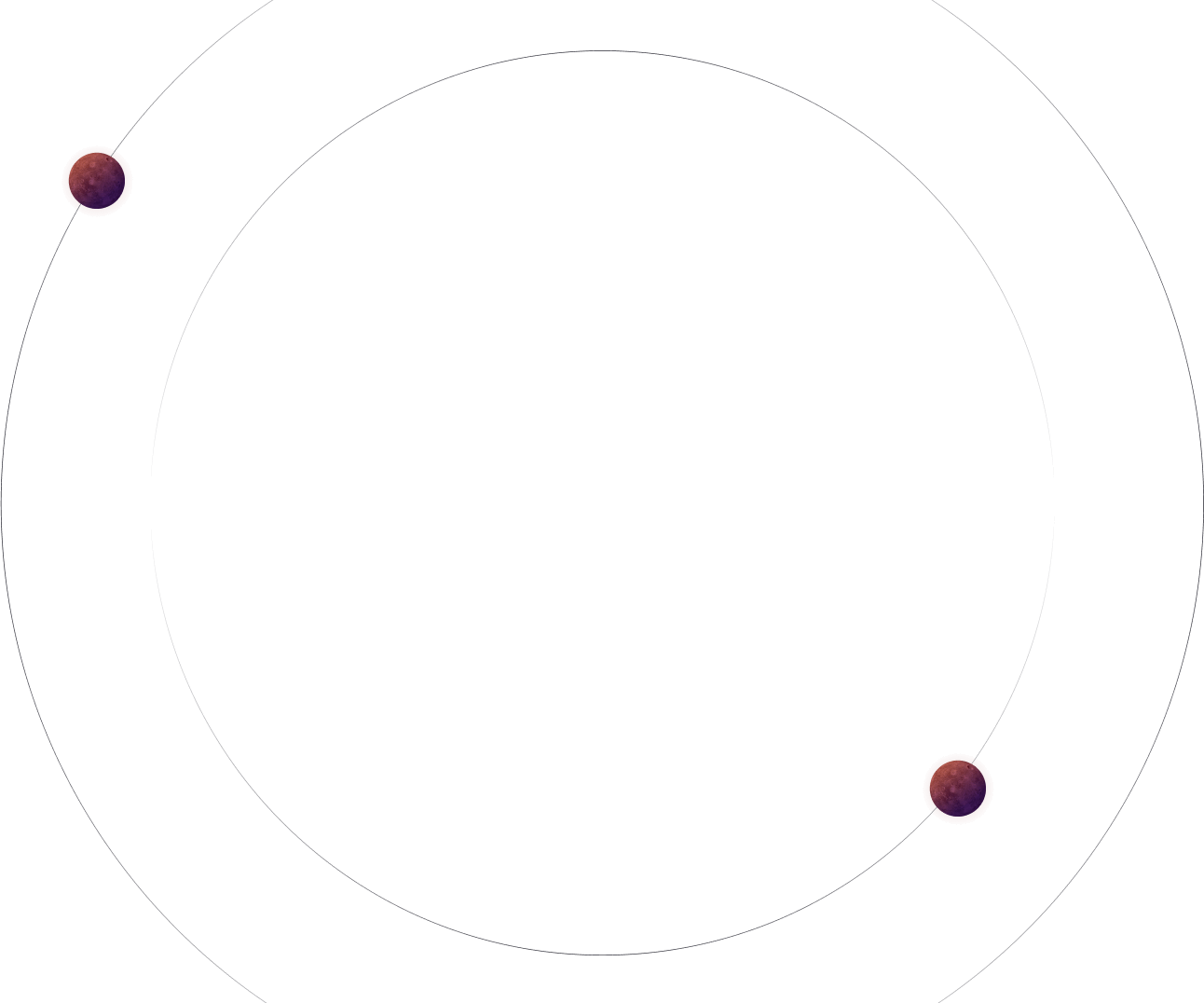 Discover two planets with reddish surfaces orbiting a central point against a black background, like an otherworldly page torn from the universe.